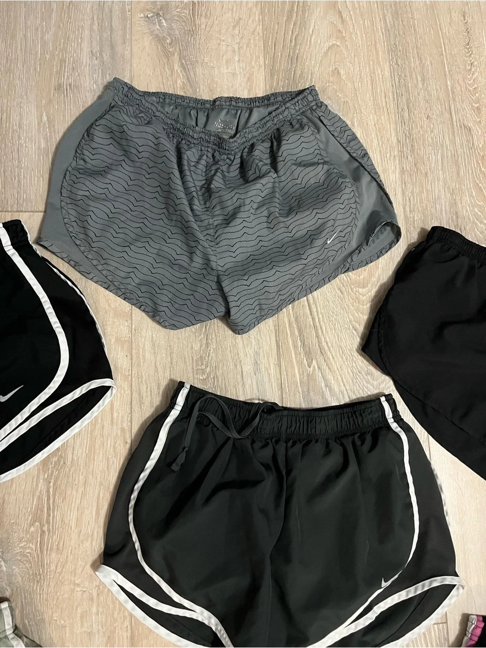 Lot of 7 medium Nike Women's Black and Gray Running Shorts